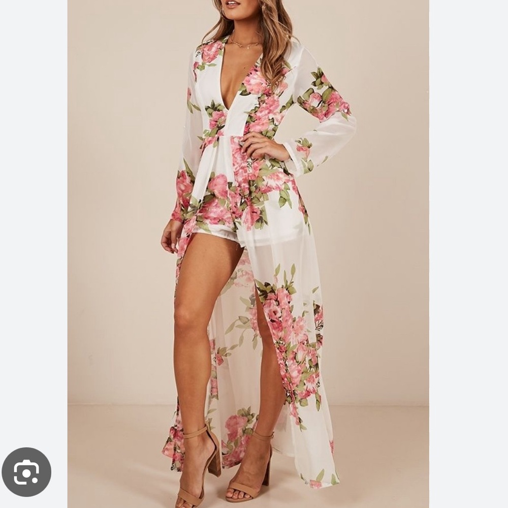 showpo steal the show playsuit white floral